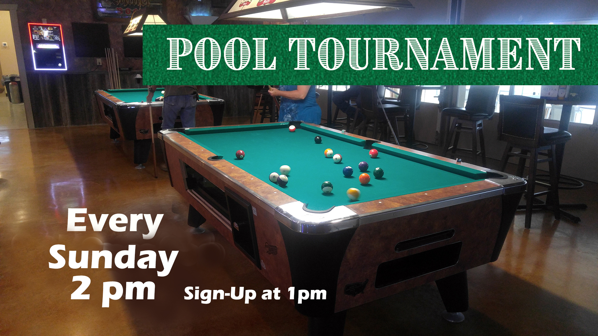Pool Tournament & Sunday Funday Gravity Check Saloon and Arena